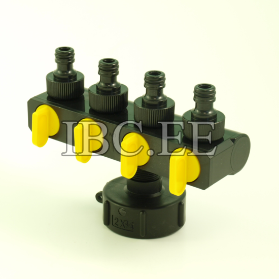 IBC adapter S60X6 3/4" torukraan kollane (4 kraani)