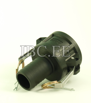 2" Camlock coupler type C x 1 1/2" (57mm) hose tail Arms, pin, ring Stainless Steel PP