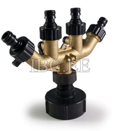 IBC connector S60x6 4 Way Tap Connectors 34'' Hose Pipe Garden for Irrigation System Garden brass quick connect