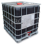 ReNewCube IBC 1000 Black – 1000L Rebuilt IBC with Used Steel Cage and New Black HDPE Bottle