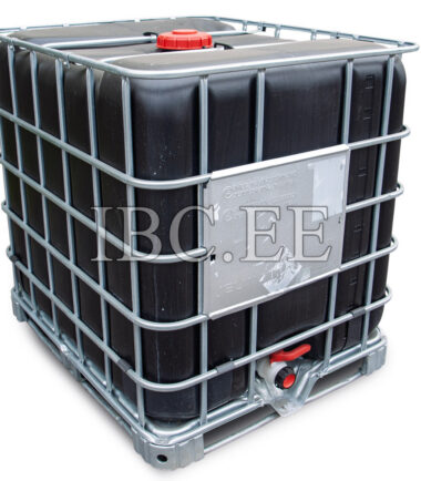 ReNewCube IBC 1000 Black – 1000L Rebuilt IBC with Used Steel Cage and New Black HDPE Bottle